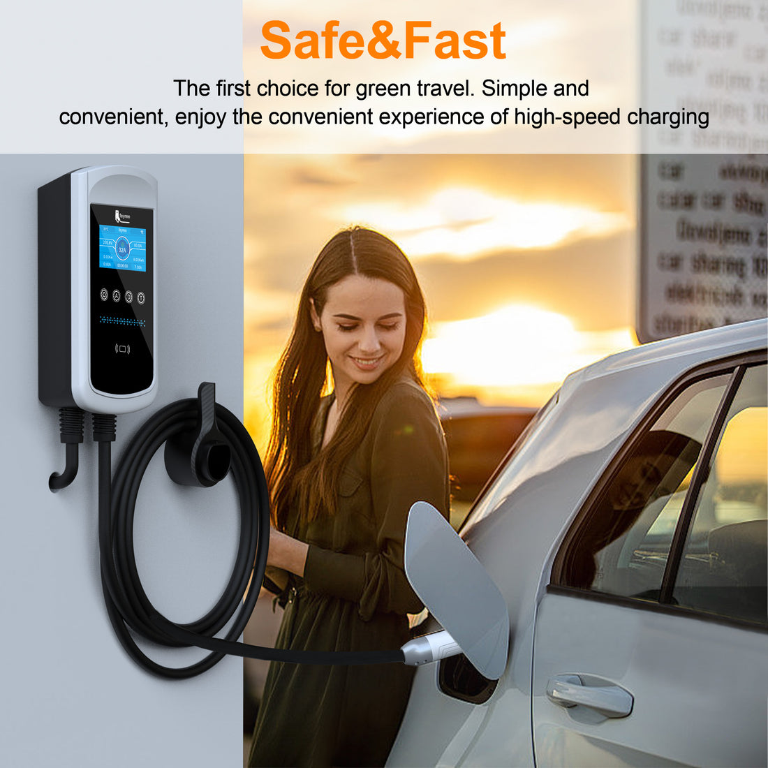 feyree 4.3 inch wall mount ev charger