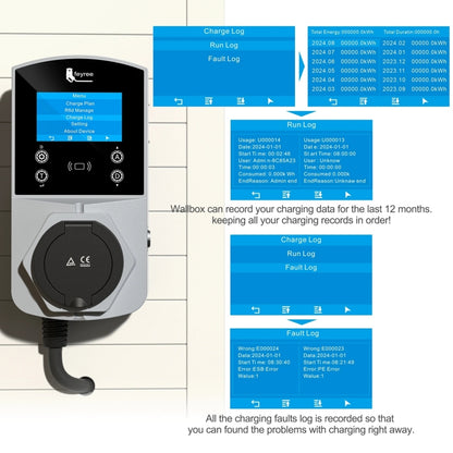 Feyree wall-mount EV charging stations 22kw AC ev charger no charging cable Compatible with Type 2 Type 1 NACS GBT Standard car