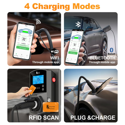 Feyree wall-mount EV charging stations 22kw AC ev charger no charging cable Compatible with Type 2 Type 1 NACS GBT Standard car