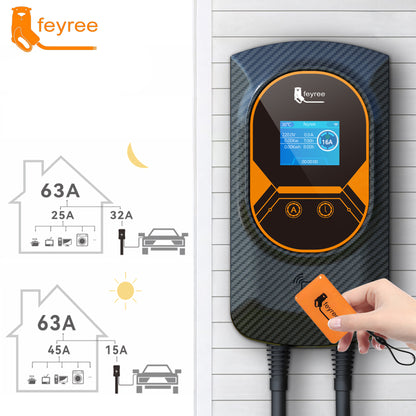 Feyree 32A ev charger station 22kw fast ev charger wall-mounted AC EV Charger DLB Electric Charging Car